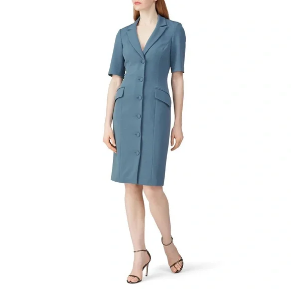 Badgley Mischka Blue Blazer Crepe Dress - Picture 1 of 6